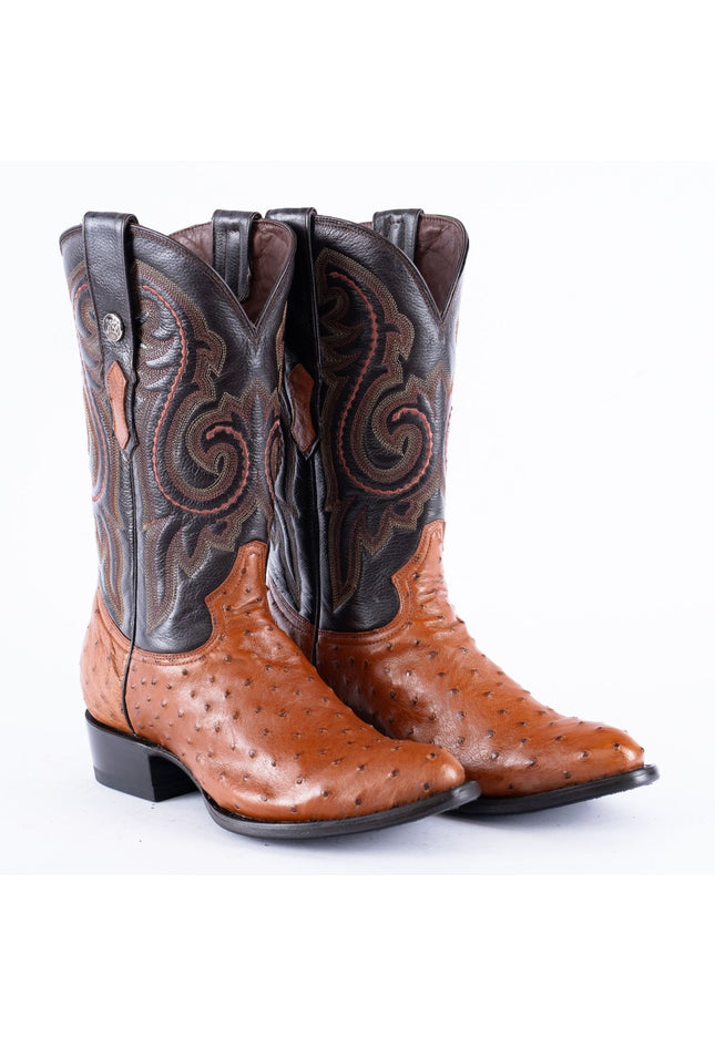 RANCHO SEMENTAL EXOTIC LEATHER Ostrich Cognac Cowboy Boots - Rancho Sementalvariable