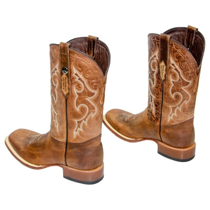 RANCHO SEMENTAL MEN’S Alamo Honey Western Boots Whit Barcelona Red Top - Rancho Sementalvariable