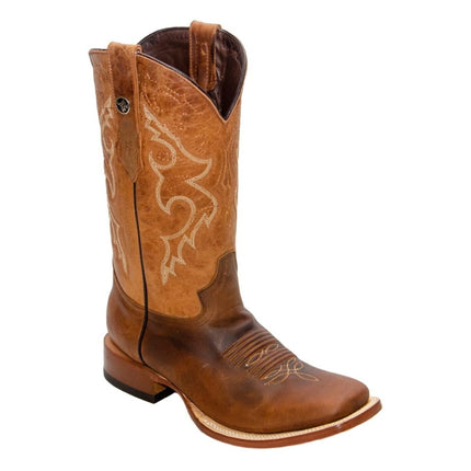 RANCHO SEMENTAL MEN’S Alamo Honey Western Boots Whit Barcelona Red Top - Rancho Sementalvariable