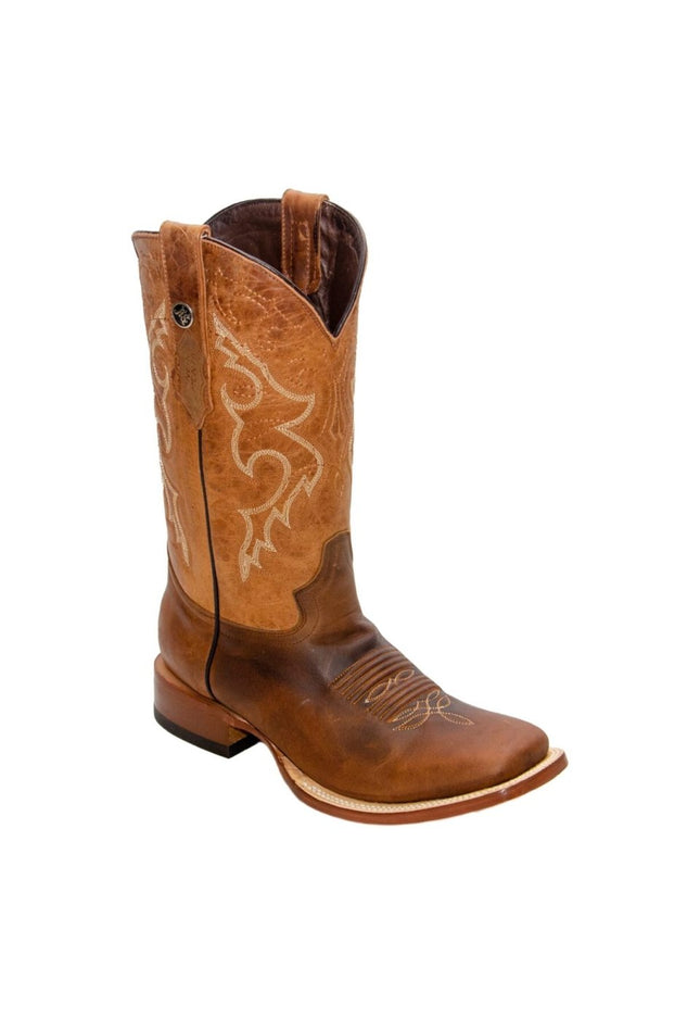 RANCHO SEMENTAL MEN’S Alamo Honey Western Boots Whit Barcelona Red Top - Rancho Sementalvariable