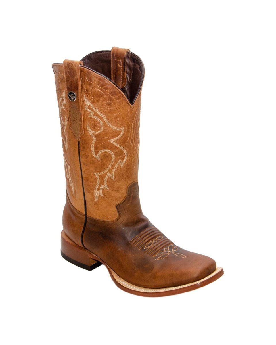 RANCHO SEMENTAL MEN’S Alamo Honey Western Boots Whit Barcelona Red Top - Rancho Sementalvariable