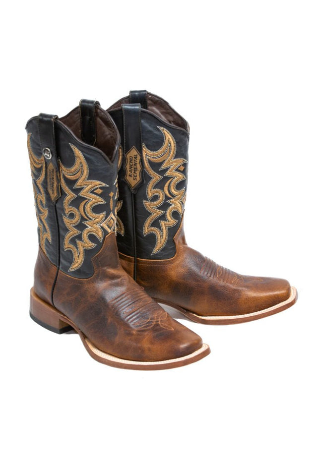 RANCHO SEMENTAL MEN’S Babuino Tan Western Boots Whit Black Top - Rancho Sementalvariable