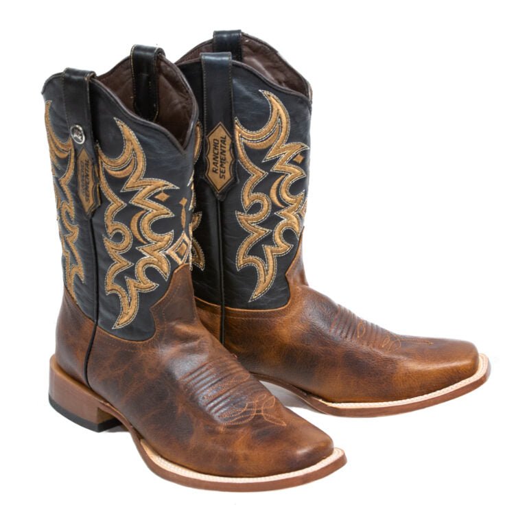 RANCHO SEMENTAL MEN’S Babuino Tan Western Boots Whit Black Top - Rancho Sementalvariable