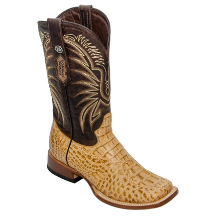 RANCHO SEMENTAL MEN’S Caiman Hornback Print Orix Western Boots Whit Brown Top Triple Stitch - Rancho Sementalvariable