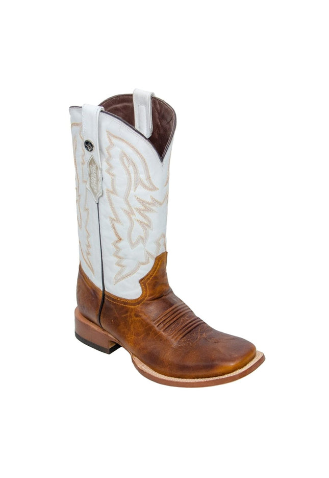 RANCHO SEMENTAL MEN’S Damiana Orange Western Boots Whit White Top - Rancho Sementalvariable