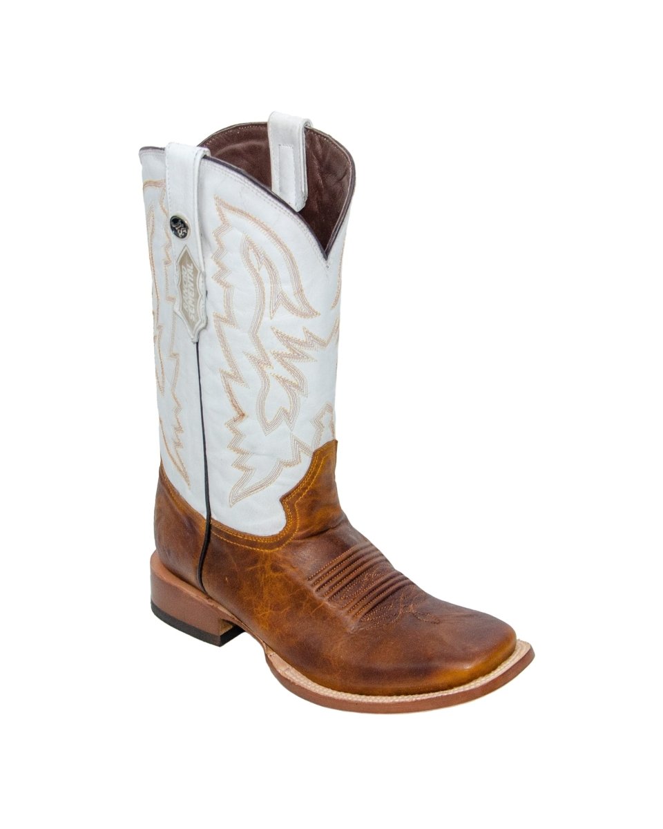 RANCHO SEMENTAL MEN’S Damiana Orange Western Boots Whit White Top - Rancho Sementalvariable