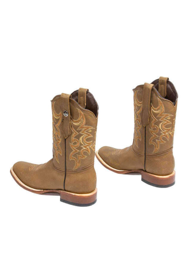RANCHO SEMENTAL MEN’S Olbuck Sand Western Boots Whit Brown Top - Rancho Sementalvariable