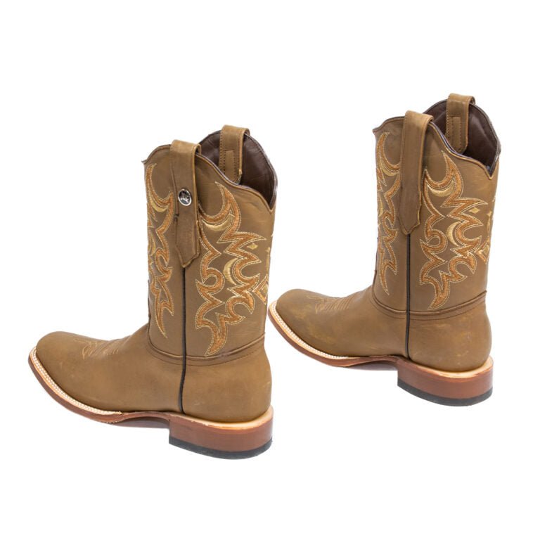 RANCHO SEMENTAL MEN’S Olbuck Sand Western Boots Whit Brown Top - Rancho Sementalvariable