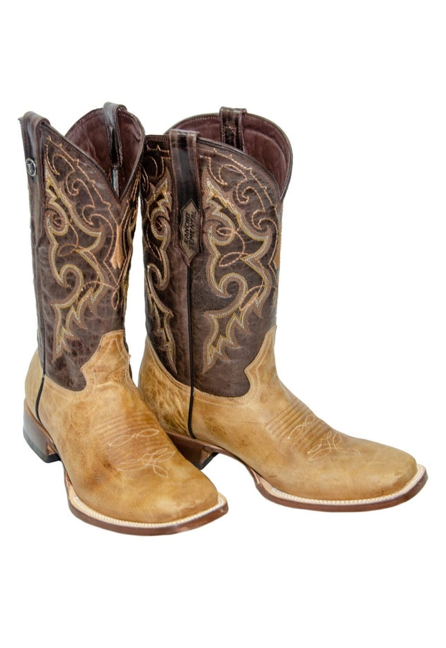 RANCHO SEMENTAL MEN’S Olden Tan Western Boots Whit Brown Top - Rancho Sementalvariable