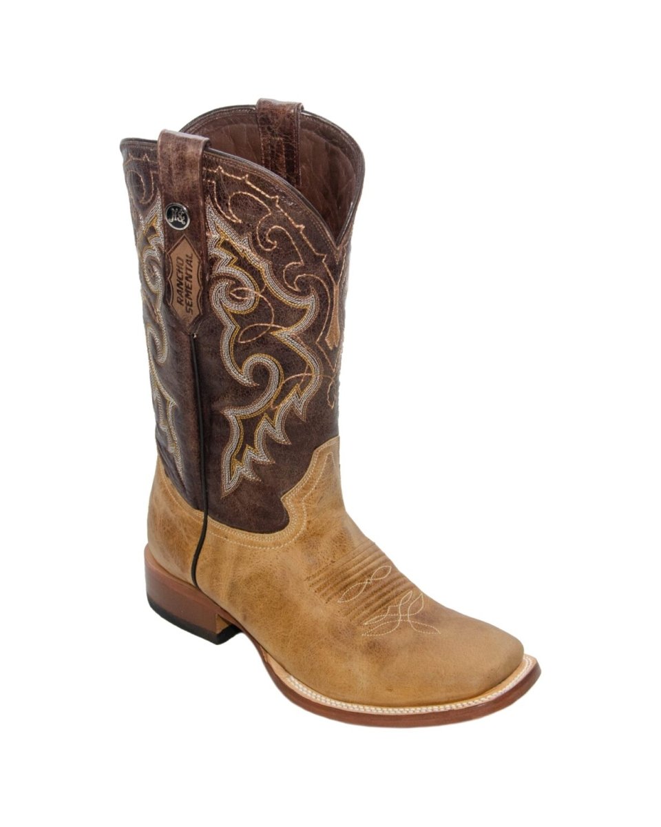 RANCHO SEMENTAL MEN’S Olden Tan Western Boots Whit Brown Top - Rancho Sementalvariable