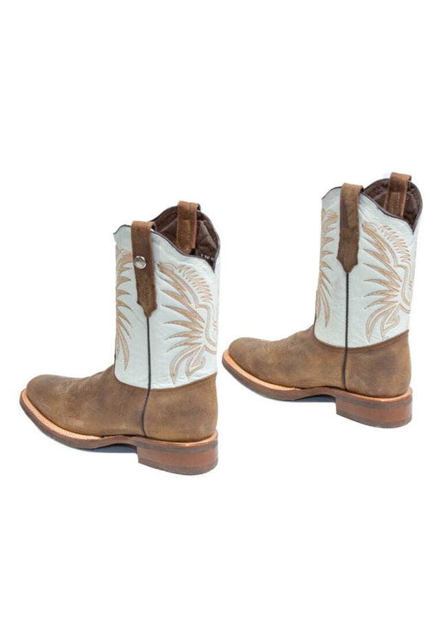RANCHO SEMENTAL MEN’S Vento Paja Western Boots Whit Bone Top / Rubber Sole - Rancho Sementalvariable