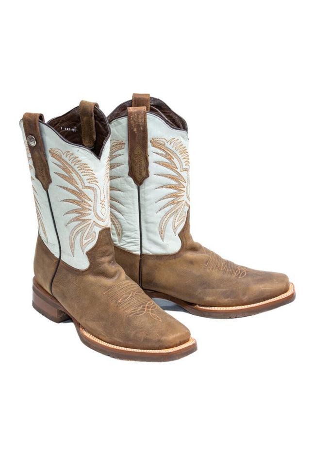 RANCHO SEMENTAL MEN’S Vento Paja Western Boots Whit Bone Top / Rubber Sole - Rancho Sementalvariable