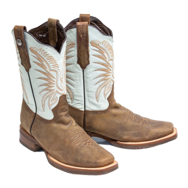 RANCHO SEMENTAL MEN’S Vento Paja Western Boots Whit Bone Top / Rubber Sole - Rancho Sementalvariable