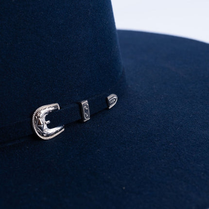 RANCHO SEMENTAL Navy Blue 3X Open Crown 4.5" Brim Felt Cowboy Hat - Rancho Sementalvariable