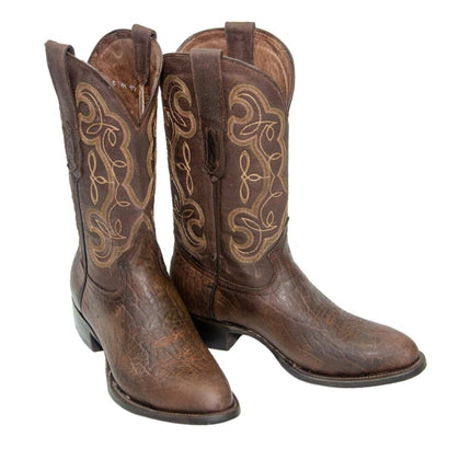 REPARO TX Men’s Bull Shoulder Print Brown Western Boots Brown Top - Rancho Sementalvariable