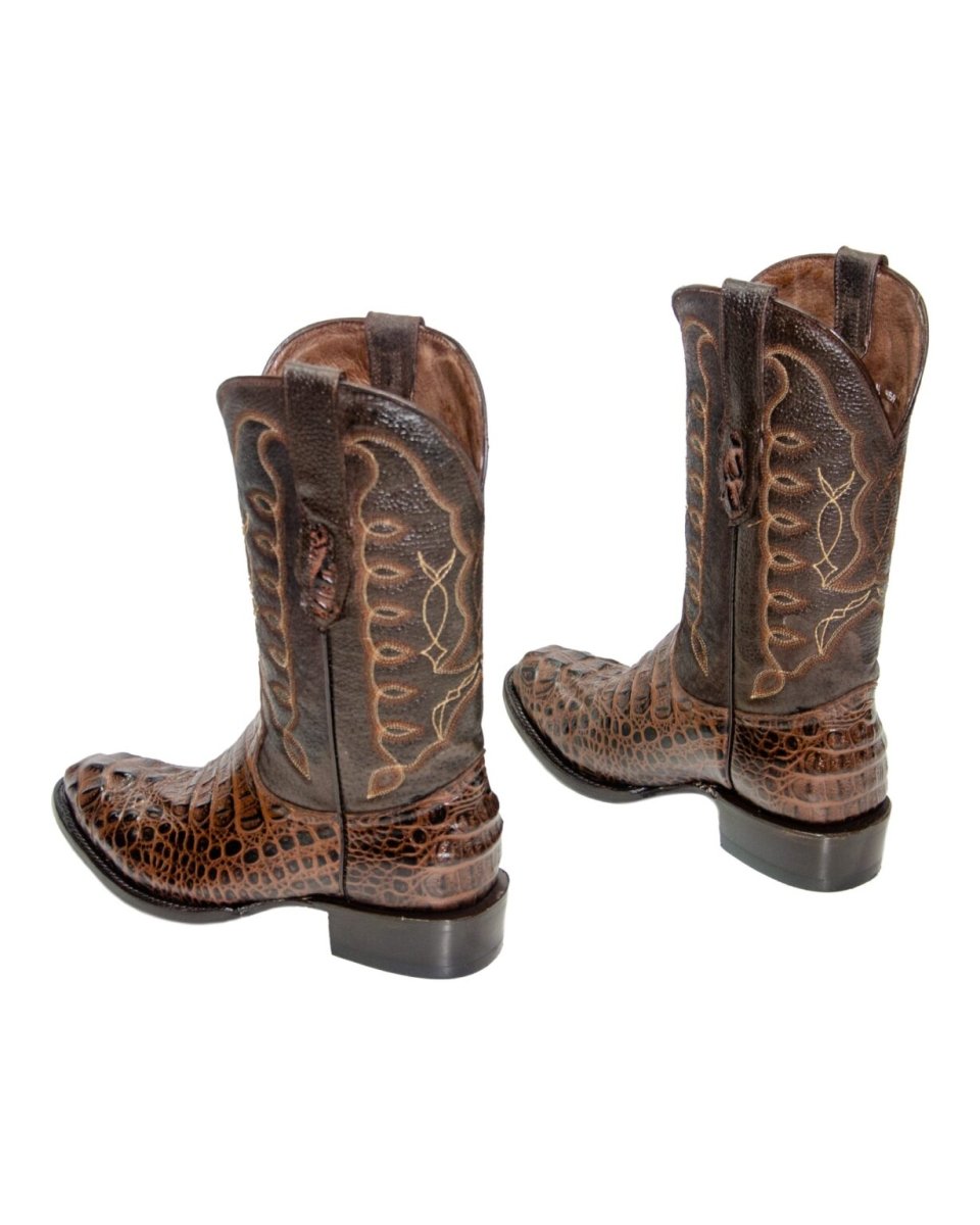 REPARO TX Men’s Caiman Hornback Print Brown Western Boots Whit Brown Top - Rancho Sementalvariable