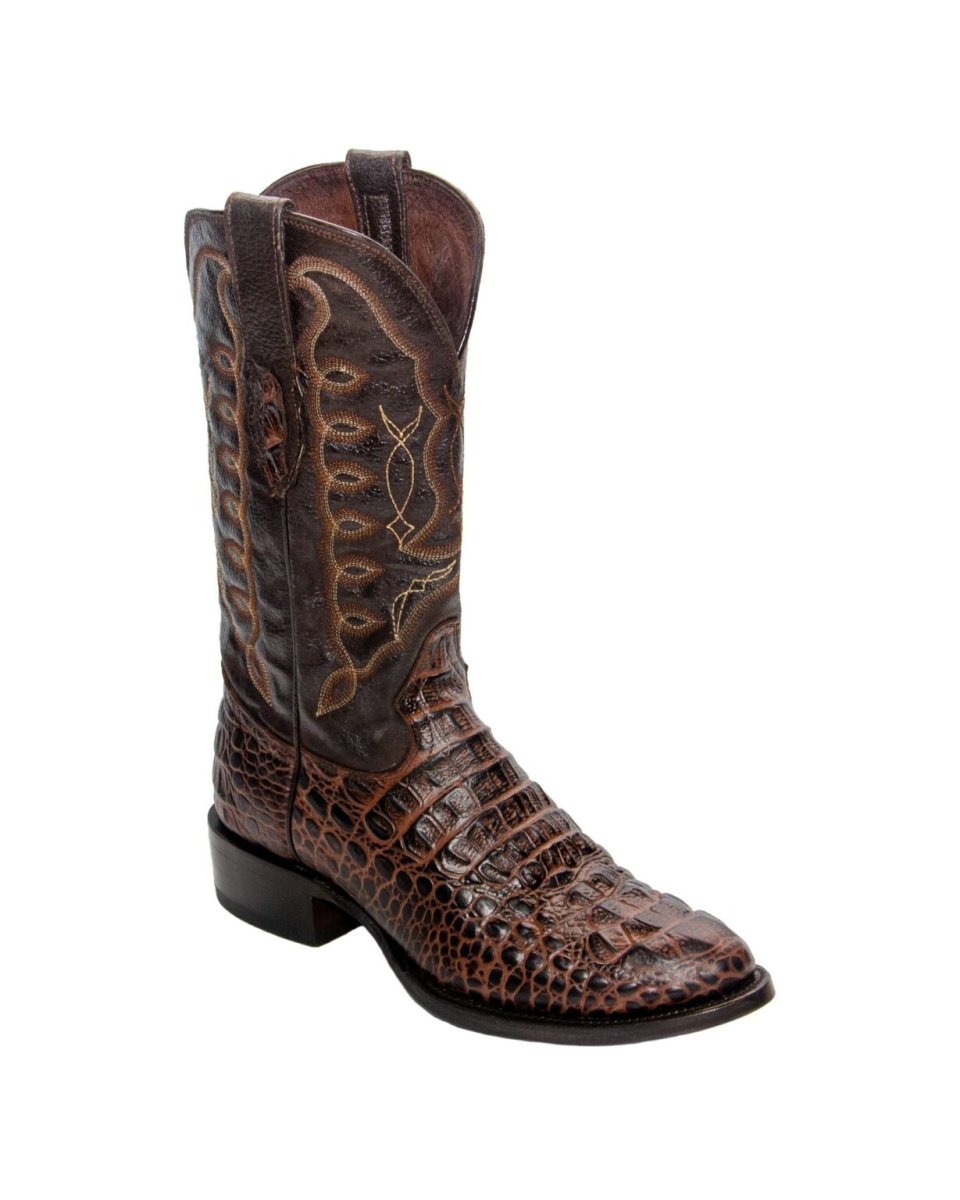 REPARO TX Men’s Caiman Hornback Print Brown Western Boots Whit Brown Top - Rancho Sementalvariable