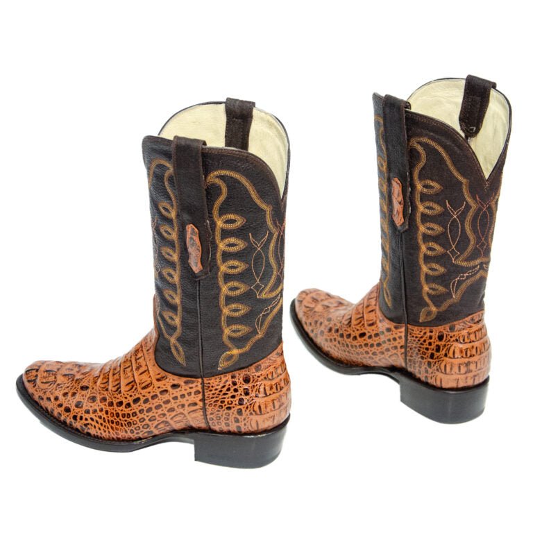 REPARO TX Men’s Caiman Hornback Print Cognac Western Boots Brown Top - Rancho Sementalvariable