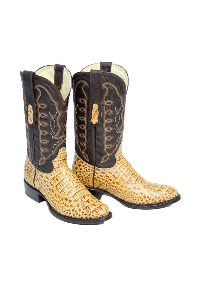 REPARO TX Men’s Caiman Hornback Print Orix Western Boots Whit Brown Top - Rancho Sementalvariable