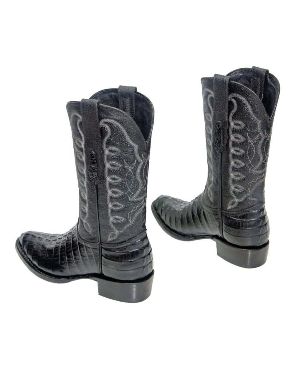 REPARO TX Men’s Caiman Tail Print Black Western Boots Whit Black Top - Rancho Sementalvariable