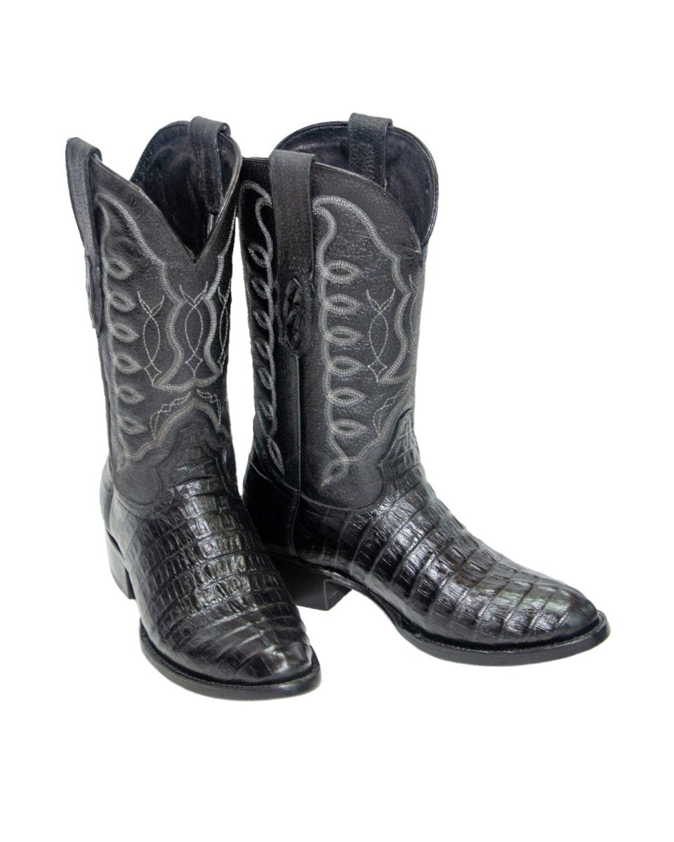 REPARO TX Men’s Caiman Tail Print Black Western Boots Whit Black Top - Rancho Sementalvariable