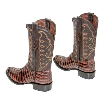 REPARO TX Men’s Caiman Tail Print Brown Western Boots Whit Brown Top - Rancho Sementalvariable