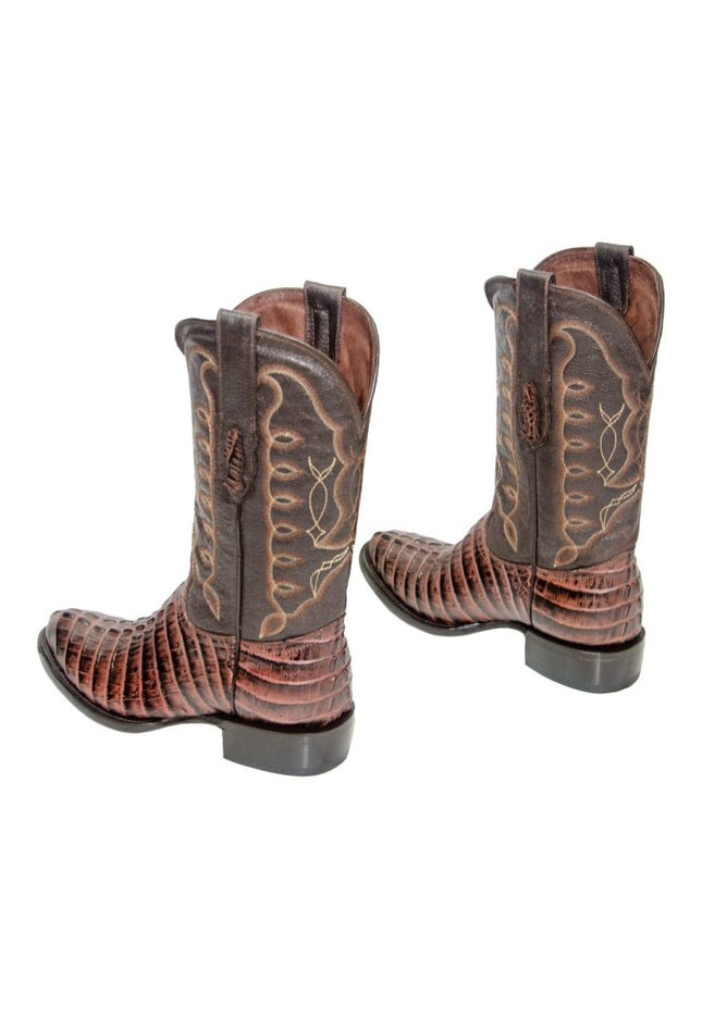REPARO TX Men’s Caiman Tail Print Brown Western Boots Whit Brown Top - Rancho Sementalvariable