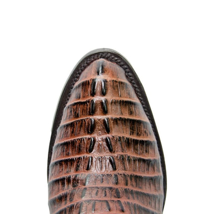 REPARO TX Men’s Caiman Tail Print Brown Western Boots Whit Brown Top - Rancho Sementalvariable