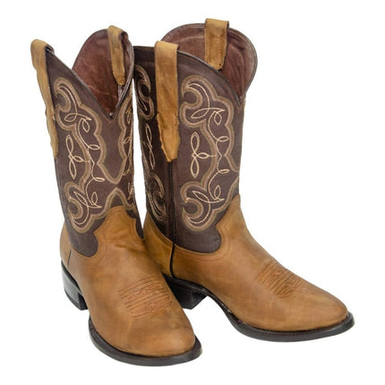 REPARO TX Men’s Crazy Cappuccino Western Boots Whit Brown Top - Rancho Sementalvariable