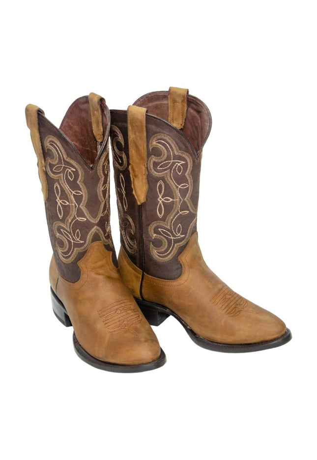 REPARO TX Men’s Crazy Cappuccino Western Boots Whit Brown Top - Rancho Sementalvariable