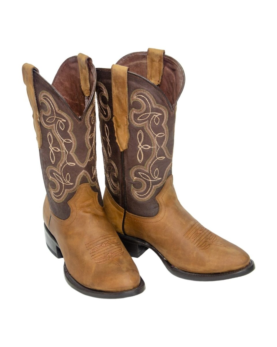 REPARO TX Men’s Crazy Cappuccino Western Boots Whit Brown Top - Rancho Sementalvariable