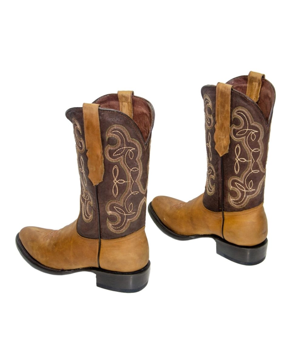 REPARO TX Men’s Crazy Cappuccino Western Boots Whit Brown Top - Rancho Sementalvariable