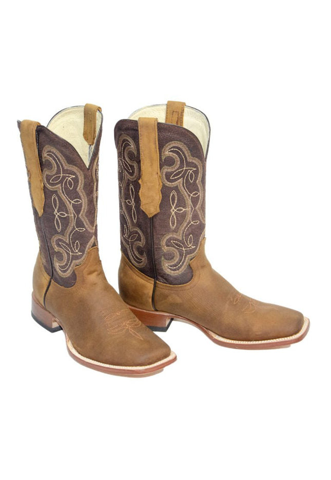 REPARO TX Men’s Crazy Cappuccino Western Boots Whit Brown Top - Rancho Sementalvariable