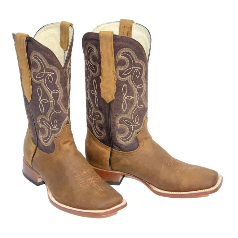 REPARO TX Men’s Crazy Cappuccino Western Boots Whit Brown Top - Rancho Sementalvariable