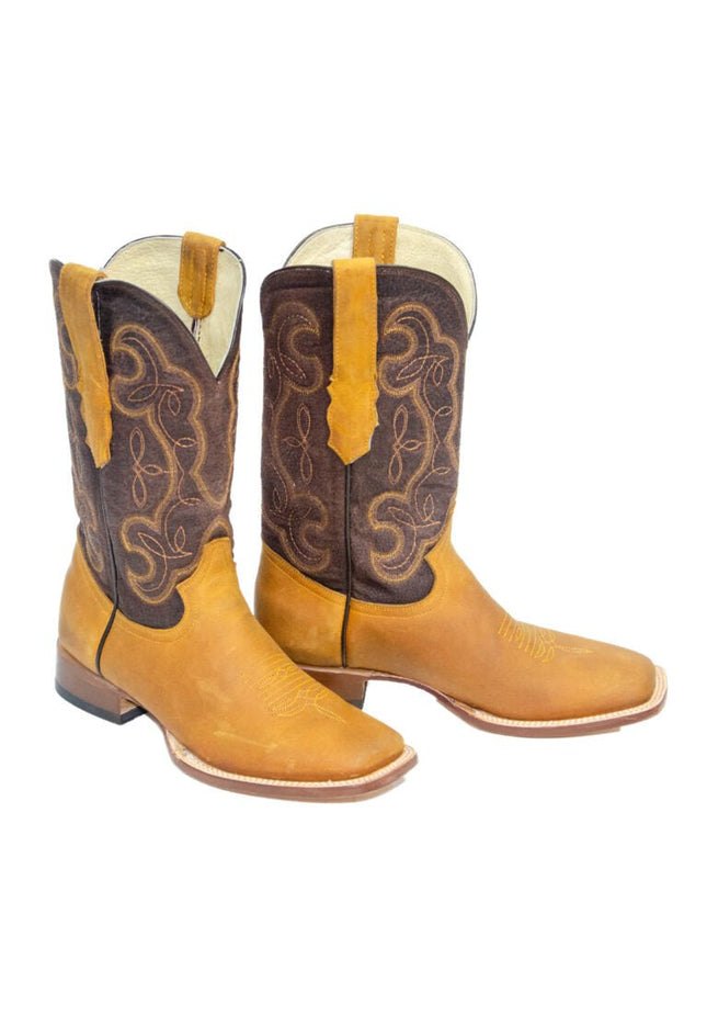 REPARO TX Men’s Crazy Honey Western Boots Whit Brown Top - Rancho Sementalvariable