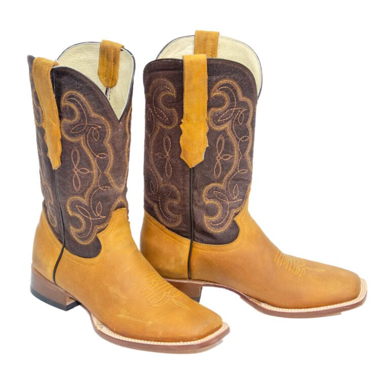 REPARO TX Men’s Crazy Honey Western Boots Whit Brown Top - Rancho Sementalvariable