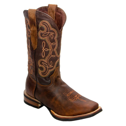 REPARO TX Men’s Crazy Ocre Western Boots Whit Brown Top Rubber Sole - Rancho Sementalvariable