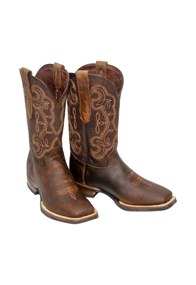 REPARO TX Men’s Crazy Ocre Western Boots Whit Brown Top Rubber Sole - Rancho Sementalvariable