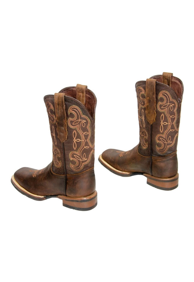 REPARO TX Men’s Crazy Ocre Western Boots Whit Brown Top Rubber Sole - Rancho Sementalvariable