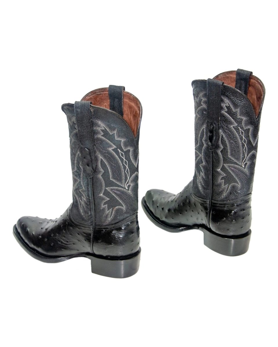 REPARO TX Men’s Ostrich Print Black Western Boots Whit Black Top - Rancho Sementalvariable