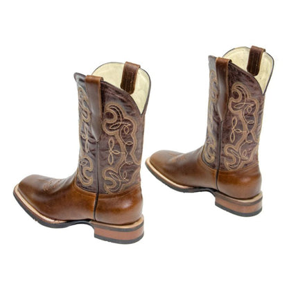 REPARO TX Men's Pull Up Brown Western Boots Whit Brown Top Rubber Sole - Rancho Sementalvariable