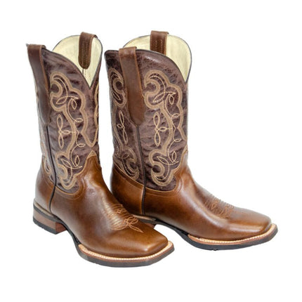 REPARO TX Men's Pull Up Brown Western Boots Whit Brown Top Rubber Sole - Rancho Sementalvariable