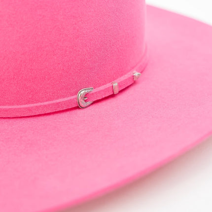 RODEO KING Hot Pink 7X Open Crown 4.5" Brim Felt Cowboy Hat - Rancho Sementalvariable