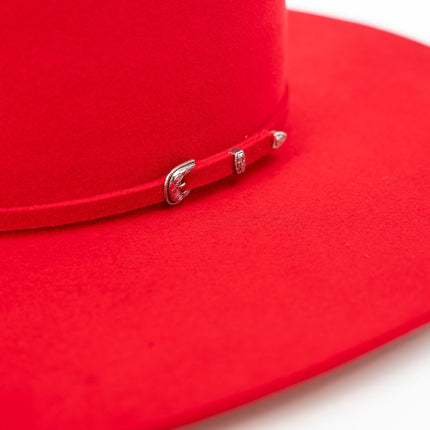 RODEO KING Red 7X Open Crown 4.5" Brim Felt Cowboy Hat - Rancho Sementalvariable