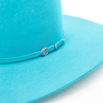 RODEO KING Turquoise 7X Open Crown 4.5" Brim Felt Cowboy Hat - Rancho Sementalvariable