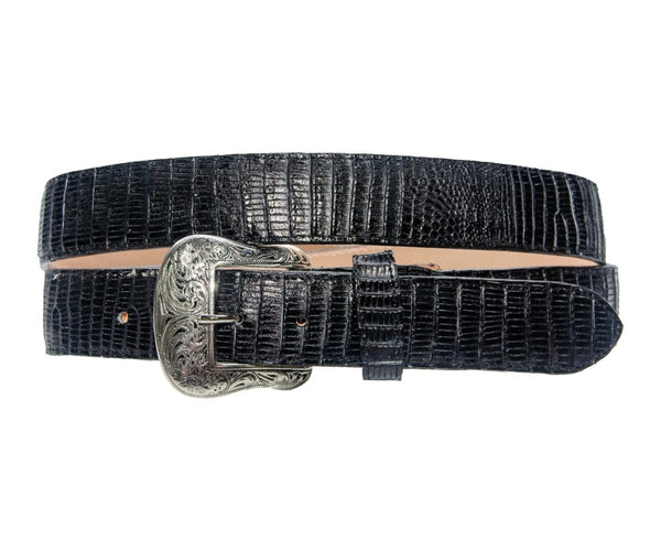 Wide black suede belt with lizard sculpture 32”-36” Wide Black Lizard Print Embossed Leather Corset Belt  main image 2