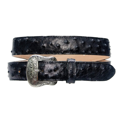 TANNER MARK BELT Black Ostrich Print - Rancho Sementalvariable