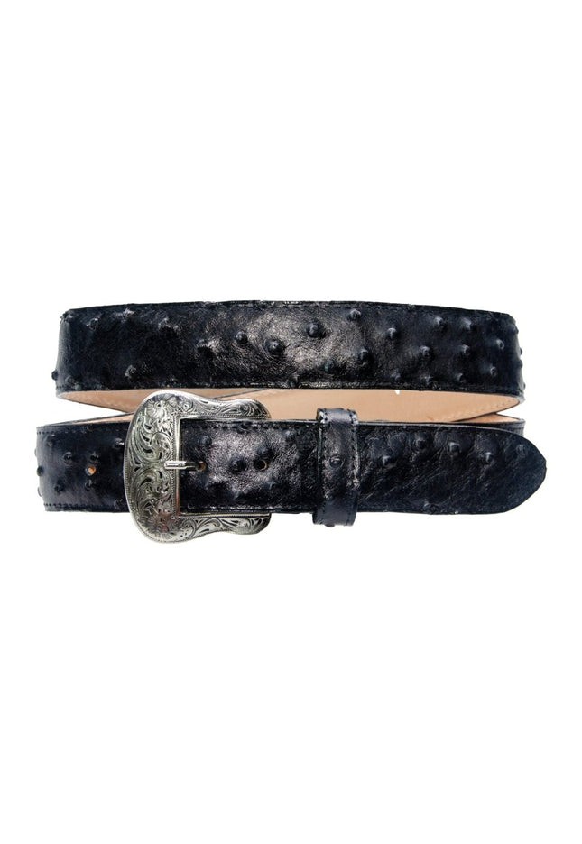 TANNER MARK BELT Black Ostrich Print - Rancho Sementalvariable