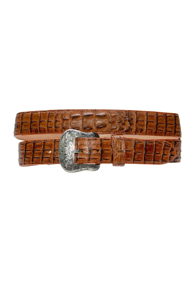 TANNER MARK BELT Cognac Caiman Print - Rancho Sementalvariable