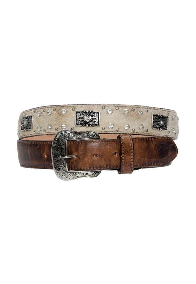 TANNER MARK BELT Damiana Mocha & Hair - ON - Hide Concho & Diamond - Rancho Sementalvariable